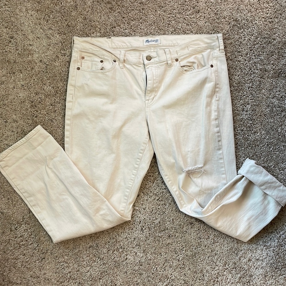 Madewell ivory distressed jeans Sz 31